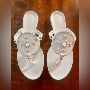Jack Rogers Georgica Jelly Thong Sandals, White, Sz 8